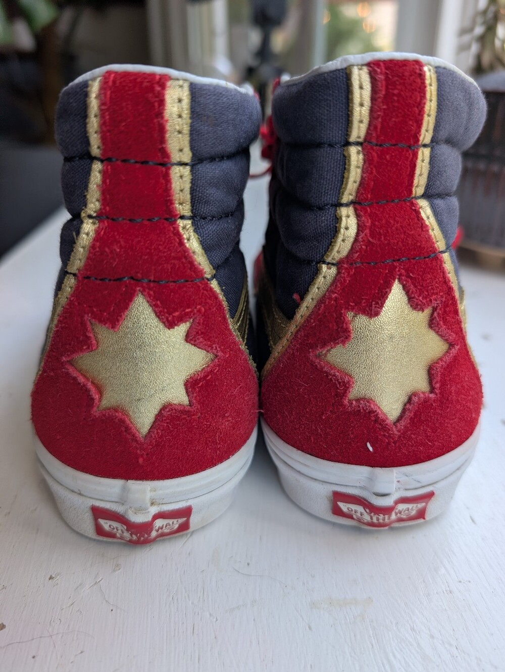 Vans Marvel Red Suede, Blue, Gold High-Top Sneakers. Women's 7/Men's 5.5. - Picture 3 of 7